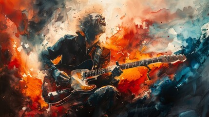 Celebrated musicians in watercolor legends of sound on canvas - obrazy, fototapety, plakaty