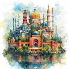 Cultural landmarks around the world celebrated in vivid watercolor