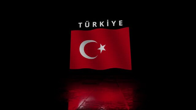 Turkey Glitchy Flickering National Flag Introduction with Country Name