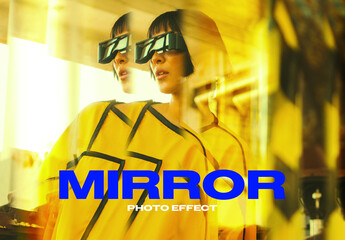 Fractal Mirror Photo Effect Mockup - obrazy, fototapety, plakaty