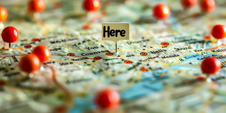 write You are Here in point on map style