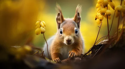Gordijnen a squirrel standing on a branch © Dumitru