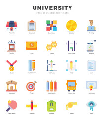 Set of Flat University Icons. Flat art icon. Vector illustration