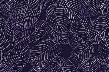 Line art wallpaper background  with natural leaf pattern. Simple design ideal for fabric, print, cover, banner, and invitation.