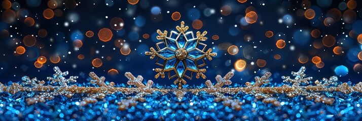 Snowflake winter pattern with unique crystal designs, Background Image, Background For Banner