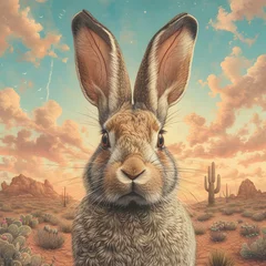 Fotobehang a rabbit in a desert © Dumitru