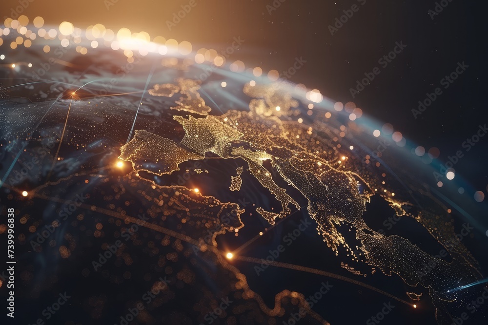 Aufkleber Digital transformation of the global communication network.