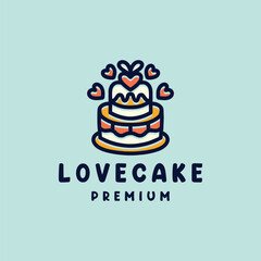 Cake Logo Monoline Vector, Floral Icon Symbol, Classic Emblem Creative Vintage Graphic Design