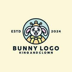 Cute Bunny Logo Mascot Vector, Rabbit Icon Symbol, Doodle Creative Vintage Graphic Design