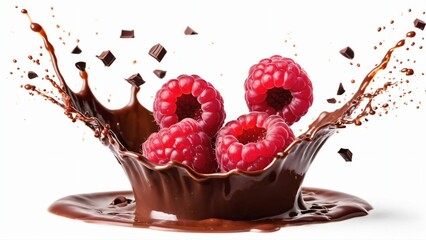 Raspberry with pieces and splashes of chocolate