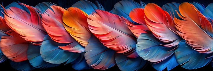 Stylized bird feather pattern with colorful plumage, Background Image, Background For Banner - obrazy, fototapety, plakaty