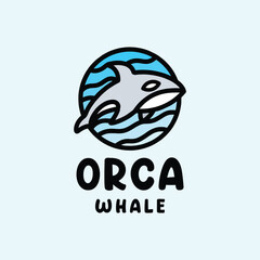 Orca Logo Animal Vector, Killer Whale Icon Symbol, Fauna Creative Vintage Graphic Design