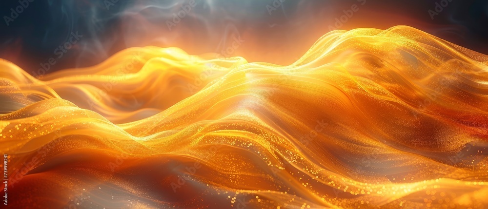 Aufkleber background with abstract waves in golden color.