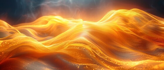 Background with abstract waves in golden color. - obrazy, fototapety, plakaty
