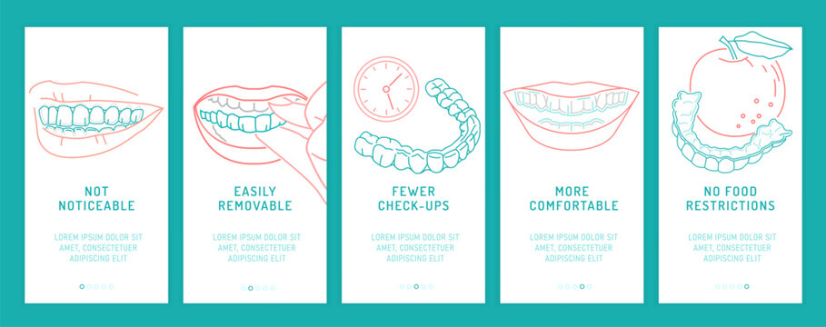 Orthodontic silicone trainer. Invisible braces aligner banner.