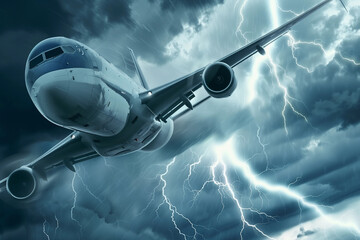 Commercial plane flies away from large storm