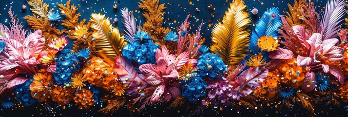 Vibrant pattern of Brazilian carnival with dancers and costumes, Background Image, Background For Banner