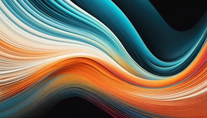 Vibrant rainbow, orange blue teal white psychedelic grainy gradient color flow wave on black background, music cover dance party poster design. Retro Colors from the 1970s 1980s, 70s, 80s, 90s style - obrazy, fototapety, plakaty