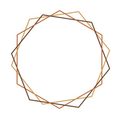 circle frame with gold and brown geometric pattern