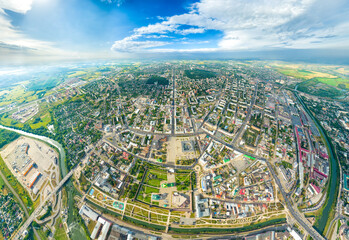 Tula, Russia. Historical center with the Kremlin. Panorama of the city. Summer. Aerial view