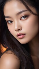 close up portrait asian woman. 4k portrait photo. suitable for skincare  ads. " image generated with AI"
