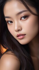 Obraz premium close up portrait asian woman. 4k portrait photo. suitable for skincare ads. 