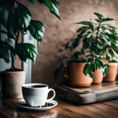 cup of coffee and plant