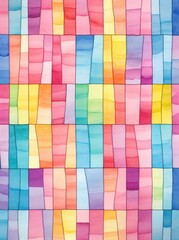 A painting featuring a vibrant multicolored pattern of squares in various sizes, creating a visually striking and modern design for printable wall art.
