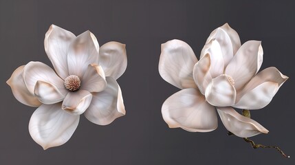 Elegant Magnolia Blooms with Velvety Petals


