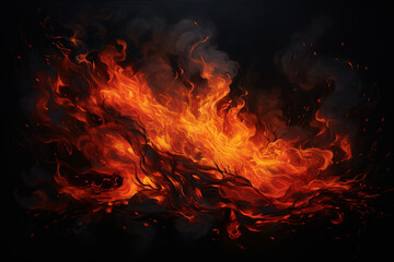Fototapeta na wymiar Captivating Flames and Fire Flicker on a Black Background