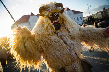 Buso on the Buso Carnival of the Sokci ethnic group. Busojaras (Buso-walking) in the town of Mohacs during the carnival period, Hungary - 740002410