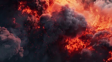 Explosion Border with Dark Smoke and Red Lava

