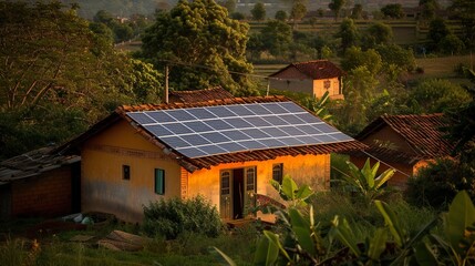 Renewable solar energy with standalone solar arrays in fields and in the village landscape