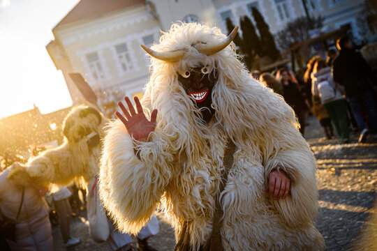 Buso on the Buso Carnival of the Sokci ethnic group. Busojaras (Buso-walking) in the town of Mohacs during the carnival period, Hungary