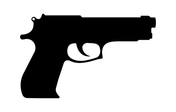 Pistol Gun Weapon Silhouette Isolated Vector Illustration