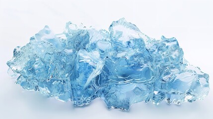 Glistening Crystal Blue Ice Frozen in an Abstract Formation

