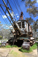 old disused gold mining machinery Porcupine Flat. industrial dragline machine Moldon. Australia 