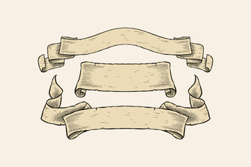 vintage style hand drawn ribbon banner