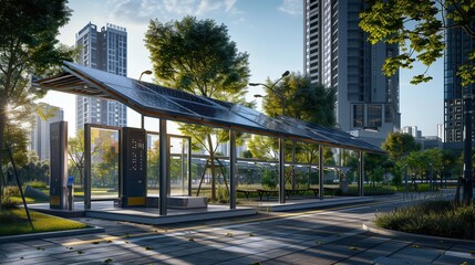 Solar panels in city stations