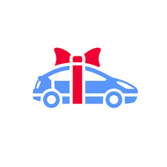 Car gift icon, Valentines day symbol, holiday sign designed for celebration, vector trendy modern style.