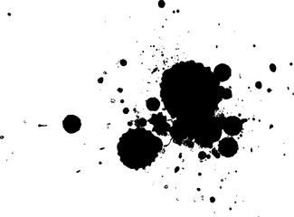 black ink drop splash splatter on white background