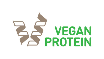 Vegan protein food product icon logo badge symbol. Muscle gain diet plan for fitness vector.