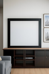a stylish frame showcased in either an office or living room setting.