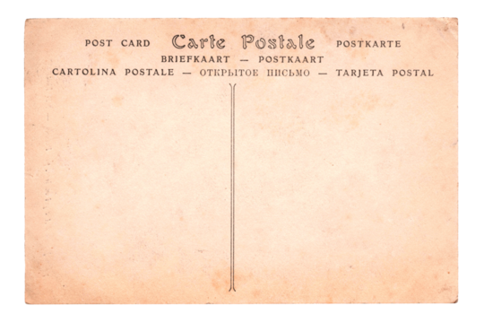 Blank sepa vintage postcard solated on transparent background, png file