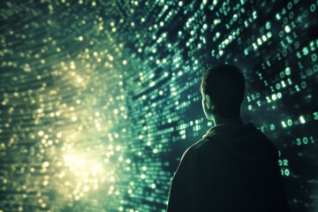 Fuse the concept of binary code and the universe to create a thought provoking piece