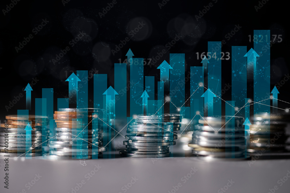 Canvas Prints financial growth graph with coins