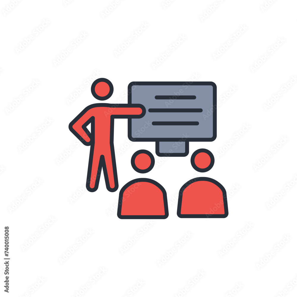 Poster presentation icon. vector.editable stroke.linear style sign for use web design,logo.symbol illustrat