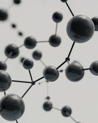 3D render of a minimalist molecule illustration in a monochrome palette