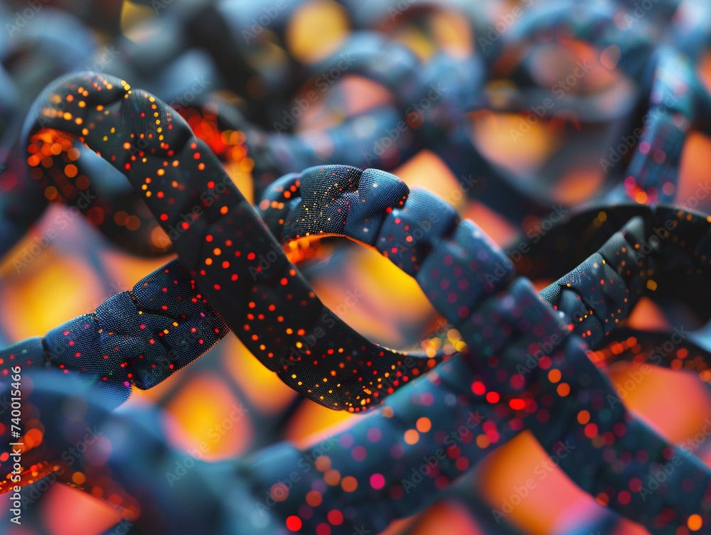 Aufkleber 3d render of a molecule made of woven fibers in a complex pattern