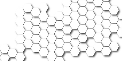 Abstract background with hexagon and white Hexagonal Background. Luxury White Pattern. Futuristic abstract honeycomb mosaic white wallpaper background. 